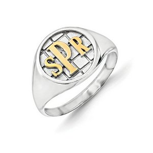 Personalized Two Tone Monogram Signet Ring