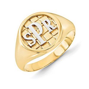Personalized Signet Monogrammed Two Tone Ring