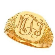 14K Gold Men's Signet Monogrammed Ring