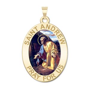 Saint Andrew Oval Religious Medal  Color EXCLUSIVE 