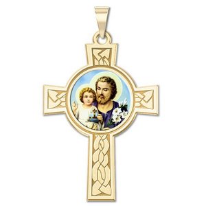 Saint Joseph Cross Religious Medal   Color EXCLUSIVE 