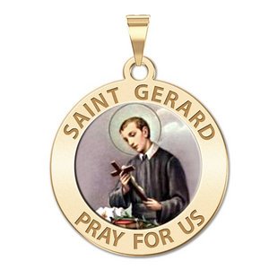 Saint Gerard Round Religious Medal  Color EXCLUSIVE 