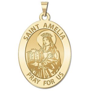 Saint Amelia Religious Medal   Oval  EXCLUSIVE 
