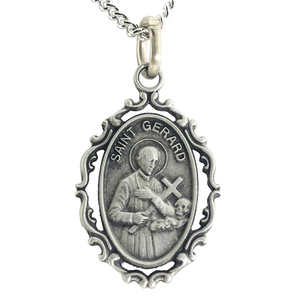 Saint Gerard with Fancy Frame and 18 inch Curb Chain