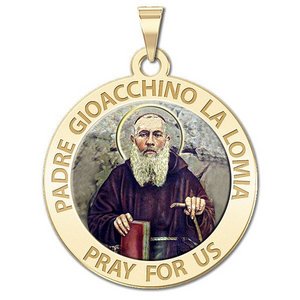 Padre Gioacchino La Lomia Round Religious Medal   Color EXCLUSIVE 