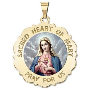 Sacred Heart of Mary Scalloped Religious Medal