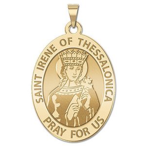Saint Irene of Thessalonica OVAL Religious Medal   EXCLUSIVE 