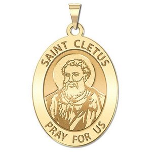 Saint Cletus Religious Medal   Oval  EXCLUSIVE 