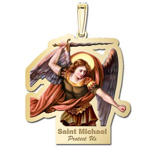 Saint Michael Outlined Religious Medal   Color EXCLUSIVE 