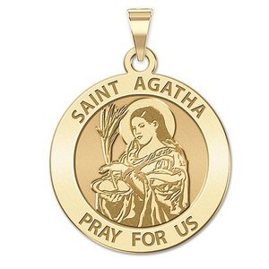 Saint Agatha Round Religious Medal   EXCLUSIVE 