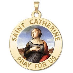Saint Catherine of Alexandria Round  Religious Medal    Color EXCLUSIVE 