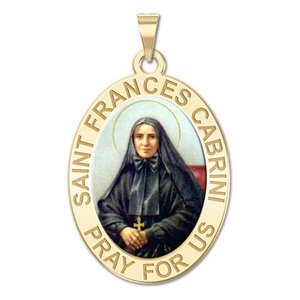 Saint Frances Cabrini Oval Religious Medal   Color EXCLUSIVE 
