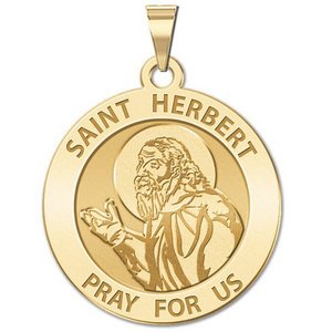 Saint Herbert Round Religious Medal   EXCLUSIVE 