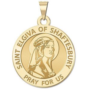 Saint Elgiva of Shaftesbury Round Religious Medal  EXCLUSIVE 