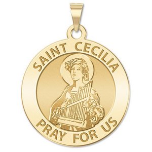 Saint Cecilia Round Religious Medal    EXCLUSIVE 