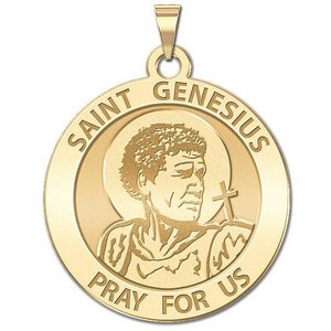 Saint Genesius Round Religious Medal  Traditional   EXCLUSIVE 