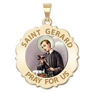 Saint Gerard Scalloped Round Religious Medal  Color EXCLUSIVE 