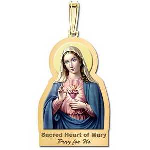 Sacred Heart Or Immaculate Heart of Mary Outlined Religious Medal