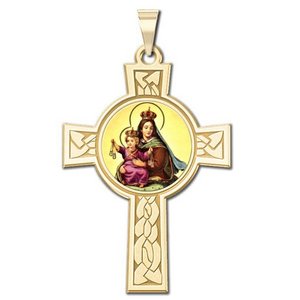 Our Lady of Mount Carmel Cross Religious Medal   Color EXCLUSIVE 