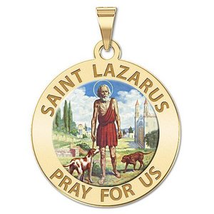 Saint Lazarus Religious Medal  Color EXCLUSIVE 