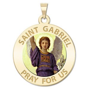 Saint Gabriel Round Religious Medal   Color EXCLUSIVE 