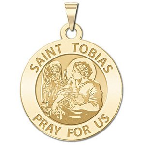 Saint Tobias Round Religious Medal   EXCLUSIVE 