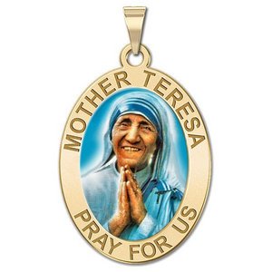 Mother Teresa   Oval Religious Medal  Color EXCLUSIVE 