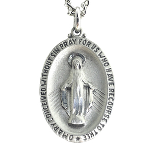 Miraculous Medal Doubled sided with Hail Mary including a  24 inch Endless Curb Chain