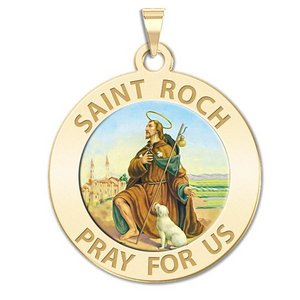 Saint Roch Religious Medal  Color EXCLUSIVE 