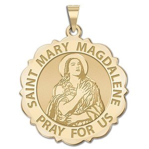 Saint Mary Magdalene Scalloped Religious Medal  EXCLUSIVE 