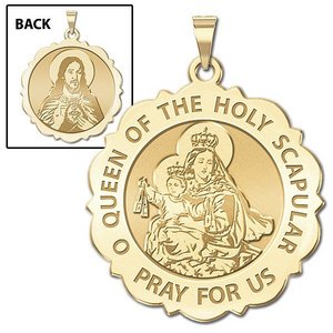 Scapular Scalloped Round Religious Medal  EXCLUSIVE 