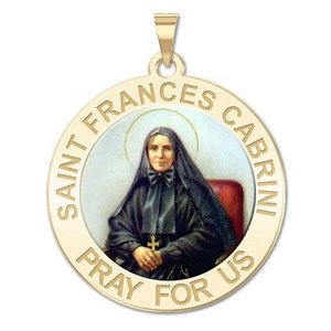 Saint Frances Cabrini Round Religious Medal   Color EXCLUSIVE 
