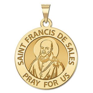 Saint Francis de Sales Round Religious Medal   EXCLUSIVE 