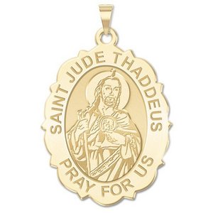 Saint Jude Scalloped Religious Medal   EXCLUSIVE 