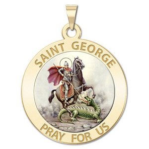 Saint George Round Religious Medal  Color EXCLUSIVE 