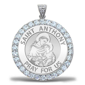 Saint Anthony CZ Religious Round Medal    EXCLUSIVE 