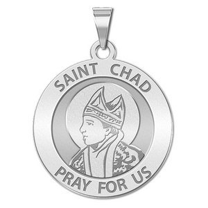 Saint Chad Round Religious Medal    EXCLUSIVE 