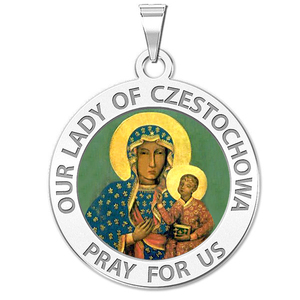 Our Lady of the Czestochowa Round Religious Medal Color