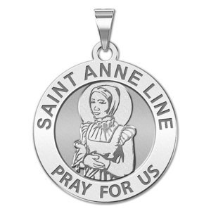 Saint Anne Line Round Religious Medal  EXCLUSIVE 