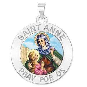 Saint Anne Round Religious Medal  Color EXCLUSIVE 
