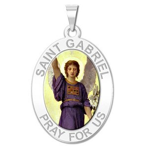 Saint Gabriel Oval Religious Medal   Color EXCLUSIVE 