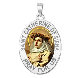 Saint Catherine of Siena COLOR OVAL Religious Medal   EXCLUSIVE 