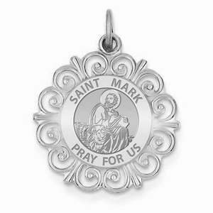 Saint Mark Round Filigree Religious Medal   EXCLUSIVE 