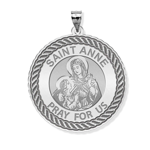 Saint Anne Round Rope Border Religious Medal