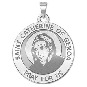 Saint Catherine of Genoa Round Religious Medal    EXCLUSIVE 