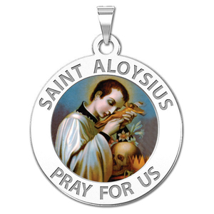 Saint Aloysius Gonzaga Round Religious Medal Color