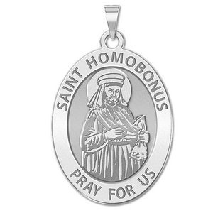 Saint Homobonus OVAL Religious Medal   EXCLUSIVE 