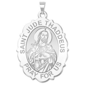 Saint Jude Scalloped Religious Medal   EXCLUSIVE 