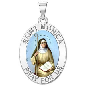 Saint Monica Oval Religious Color Medal  EXCLUSIVE 