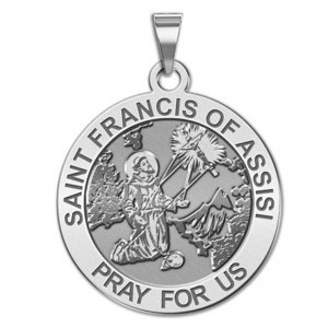 Saint Francis of Assisi Round Religious Medal   Receiving Stigmata  EXCLUSIVE 